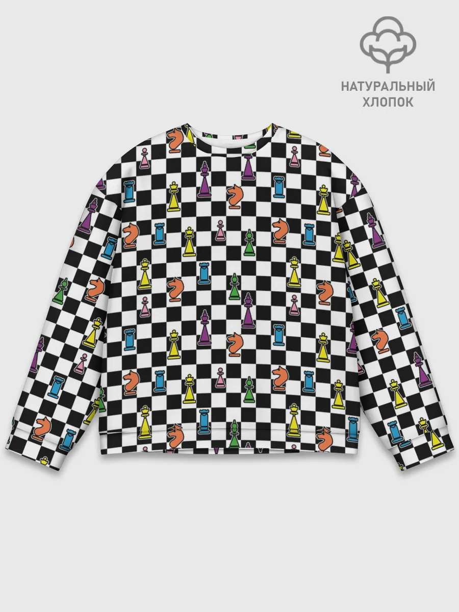 Мужской свитшот базовый / Яркая шахматная доска