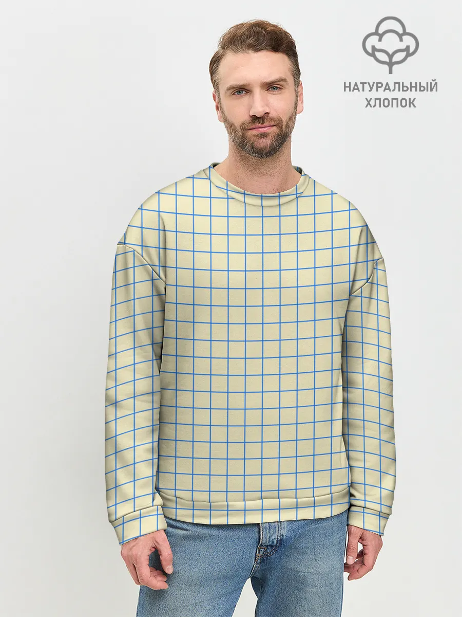 Мужской свитшот базовый / Клетка Школьная тетрадка