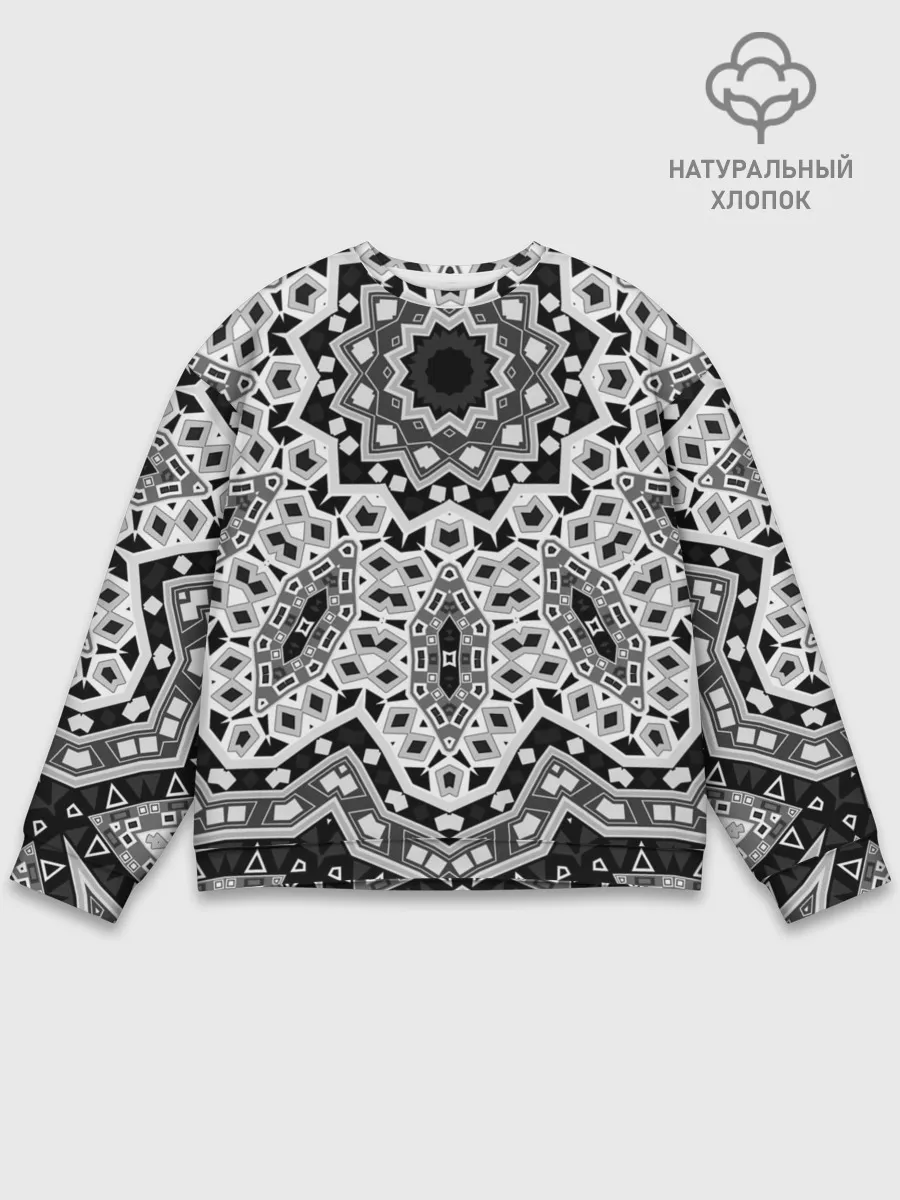 Мужской свитшот базовый / Черно-белый орнамент