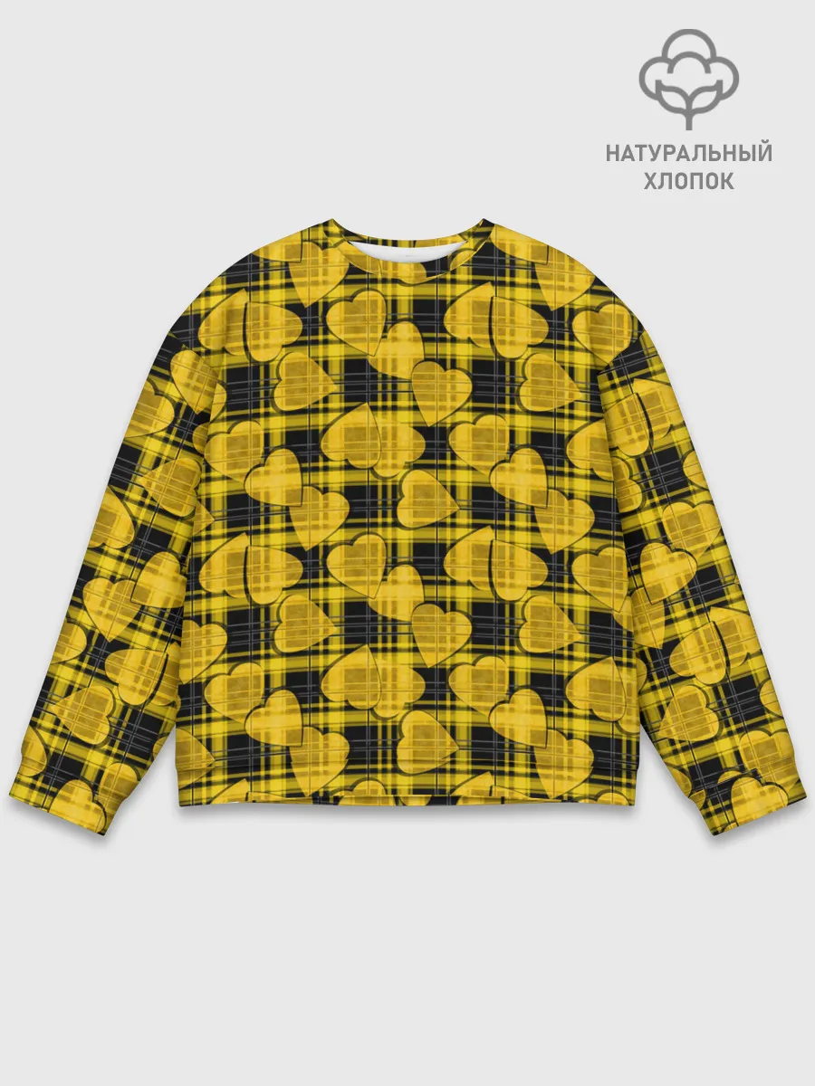 Мужской свитшот базовый / Желто-черный модный узор