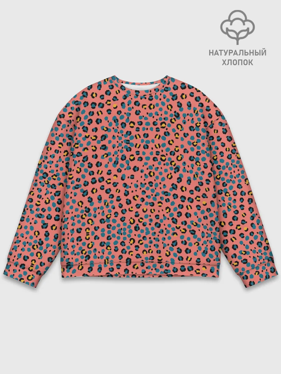 Мужской свитшот базовый / Леопардовый принт на розовом