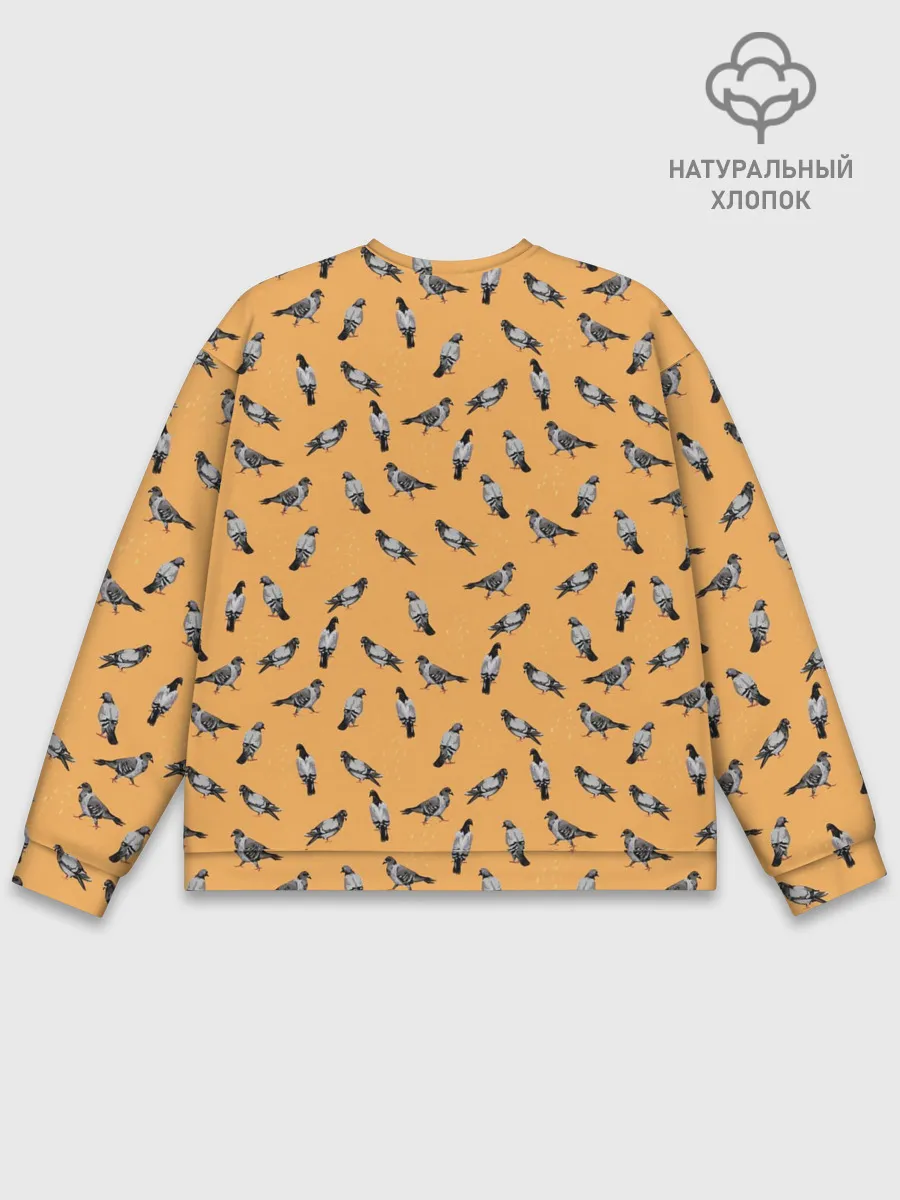 Мужской свитшот базовый / Голуби паттерн на желтом