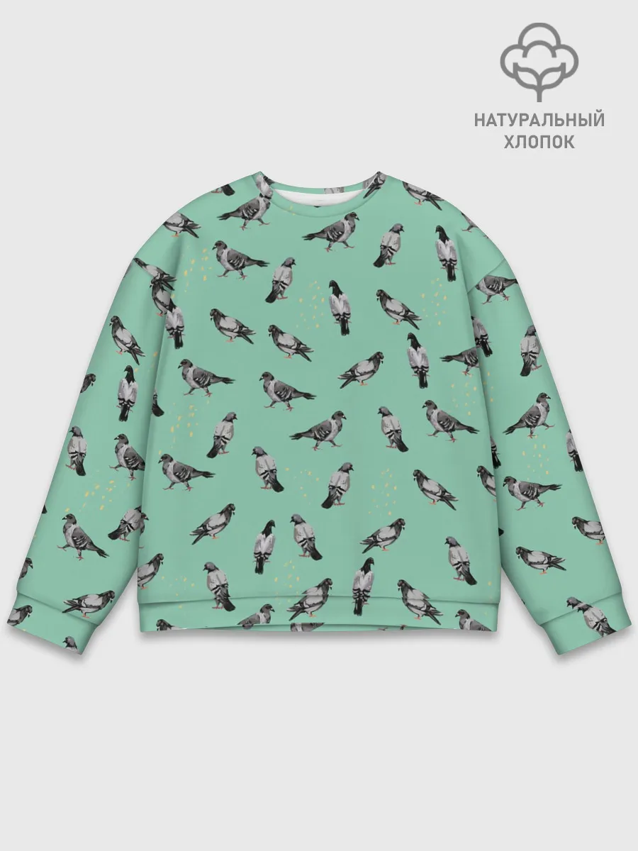 Мужской свитшот базовый / Голуби на зеленом