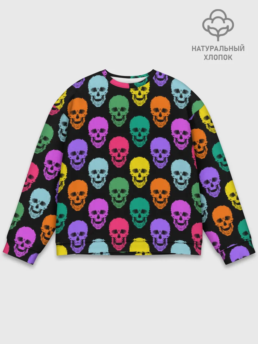Мужской свитшот базовый / Разноцветные черепа . Готика