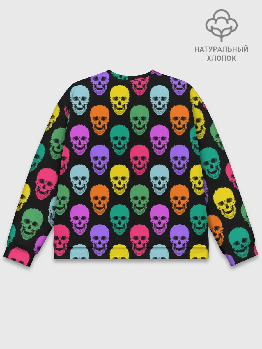 Мужской свитшот базовый / Разноцветные черепа . Готика