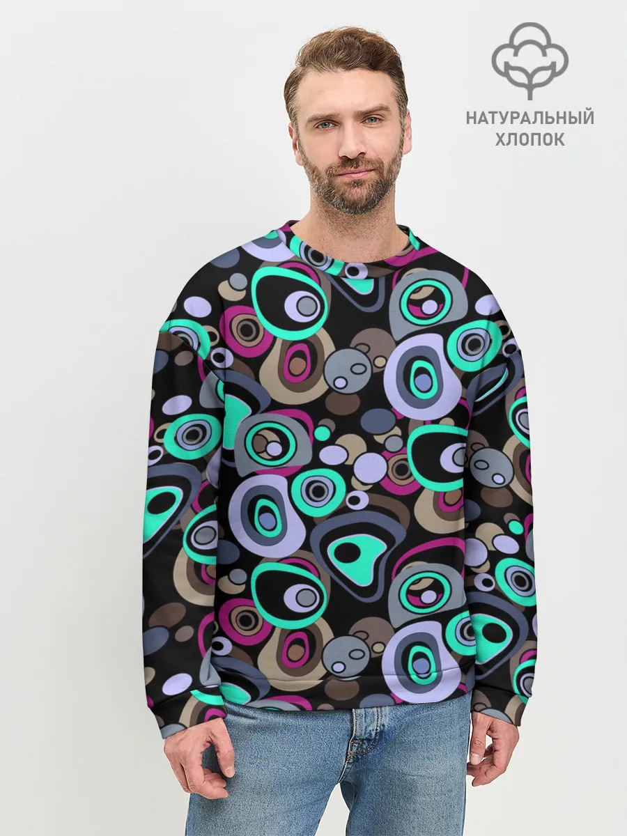 Мужской свитшот базовый / Абстрактный узор ретро