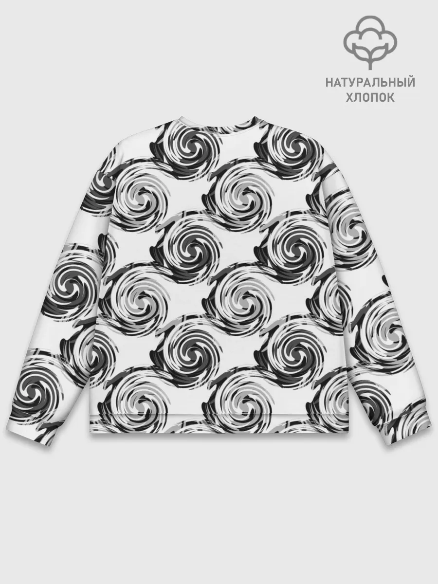 Мужской свитшот базовый / Черно-белый абстрактный узор