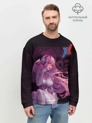 Мужской свитшот базовый / Zero Two в наушниках