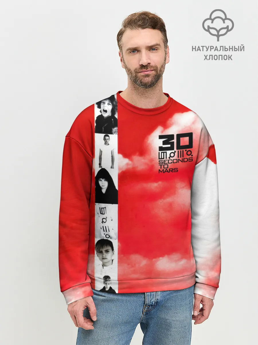 Мужской свитшот базовый / 30 Seconds to Mars красное небо