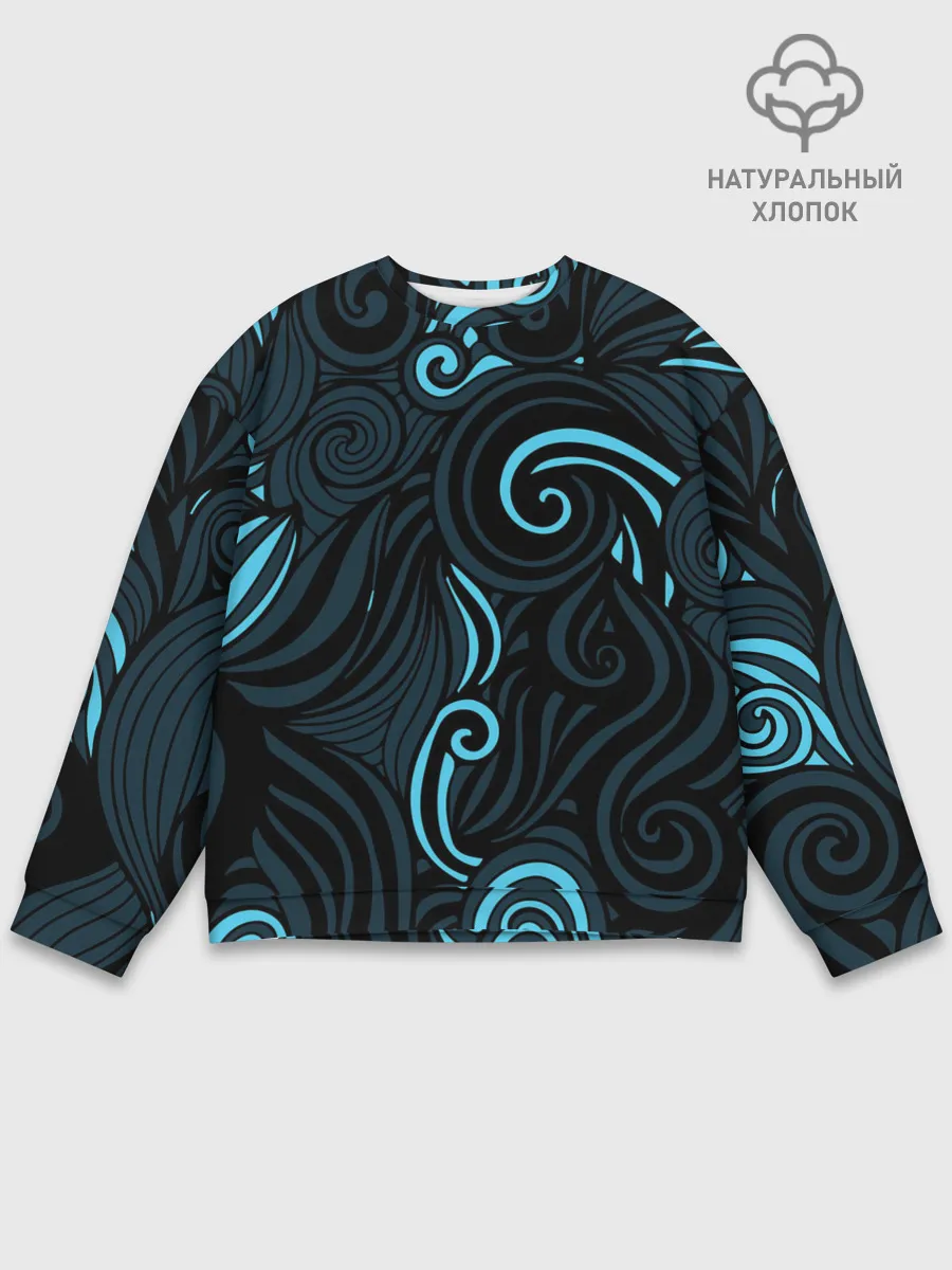 Мужской свитшот базовый / Лазурные листья