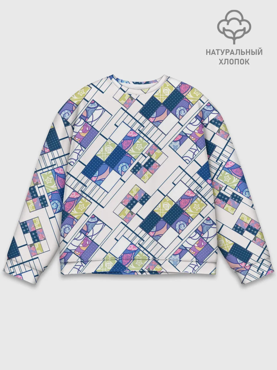 Мужской свитшот базовый / Этнический узор пэчворк