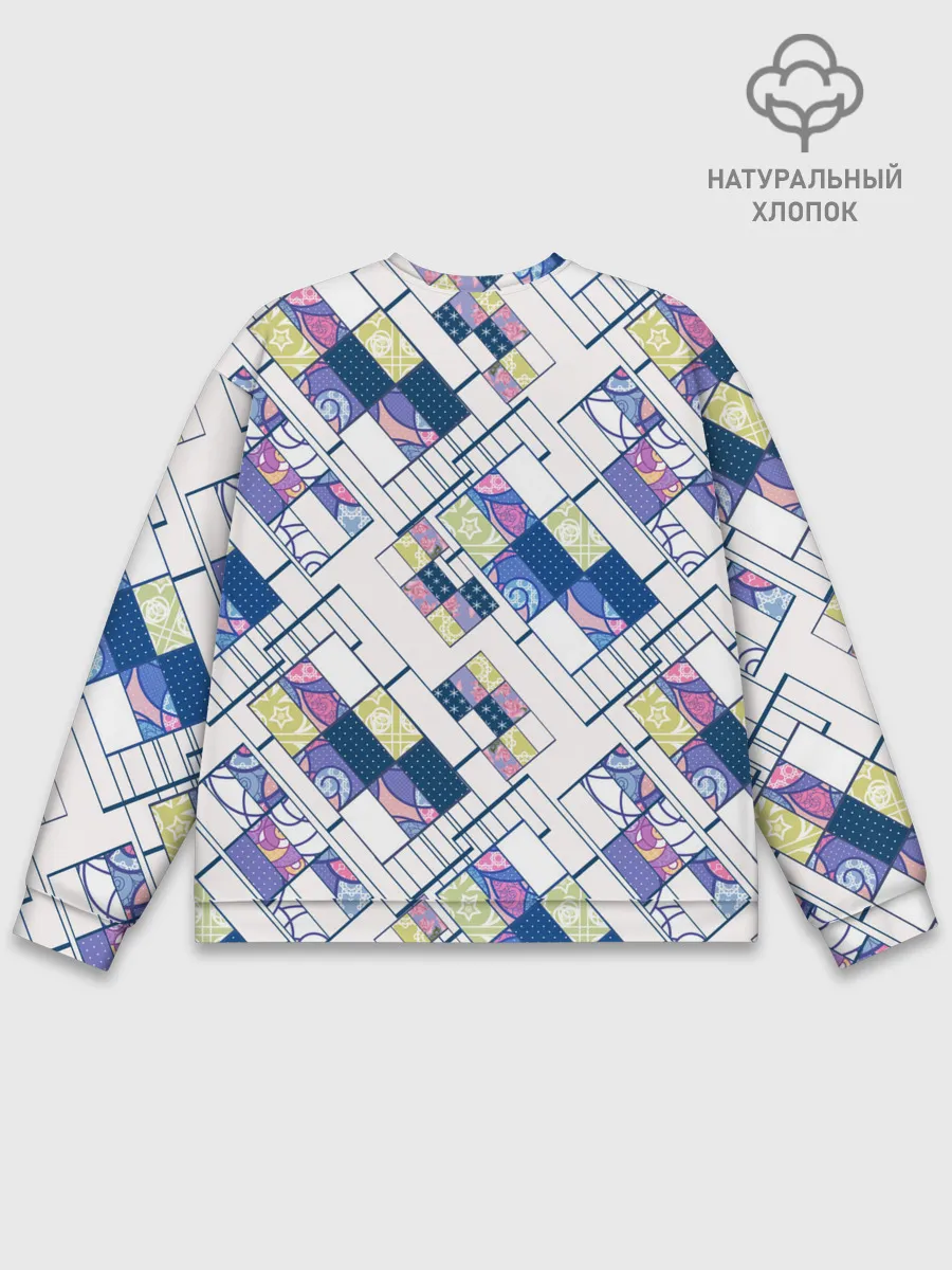 Мужской свитшот базовый / Этнический узор пэчворк
