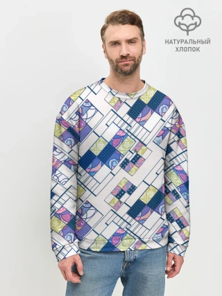 Мужской свитшот базовый / Этнический узор пэчворк