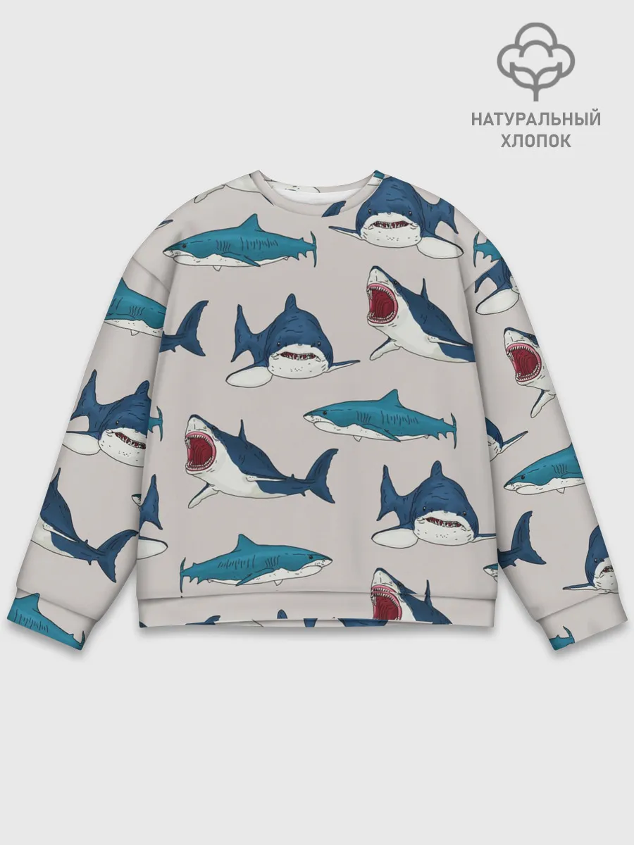 Мужской свитшот базовый / Кровожадные акулы паттерн