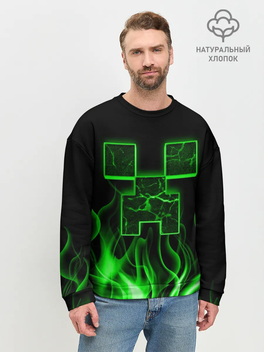 Мужской свитшот базовый / MINECRAFT TEXTURE FIRE