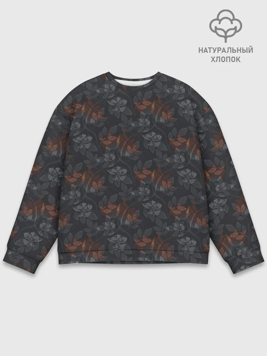 Мужской свитшот базовый / Серо-коричневый цветочный узор