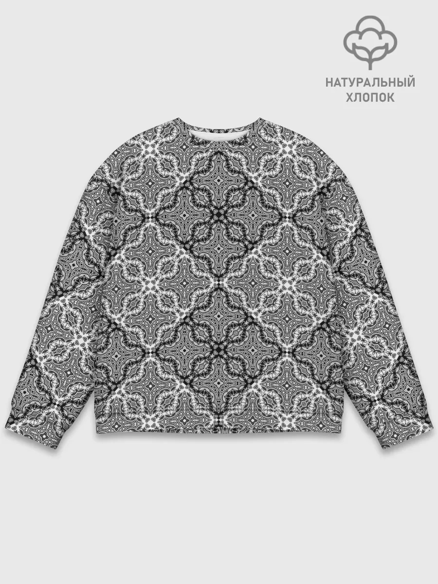 Мужской свитшот базовый / Черно-белый орнамент