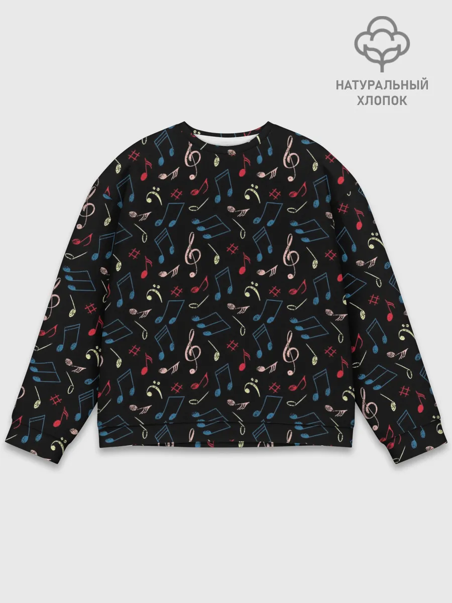 Мужской свитшот базовый / Ноты паттерн
