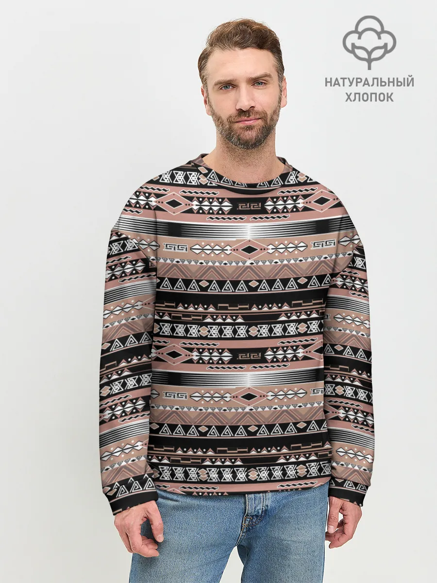 Мужской свитшот базовый / Полосатый этнический орнамент