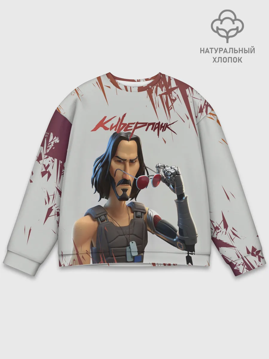 Мужской свитшот базовый / КИАНУ РИВЗ | КИБЕРПАНК