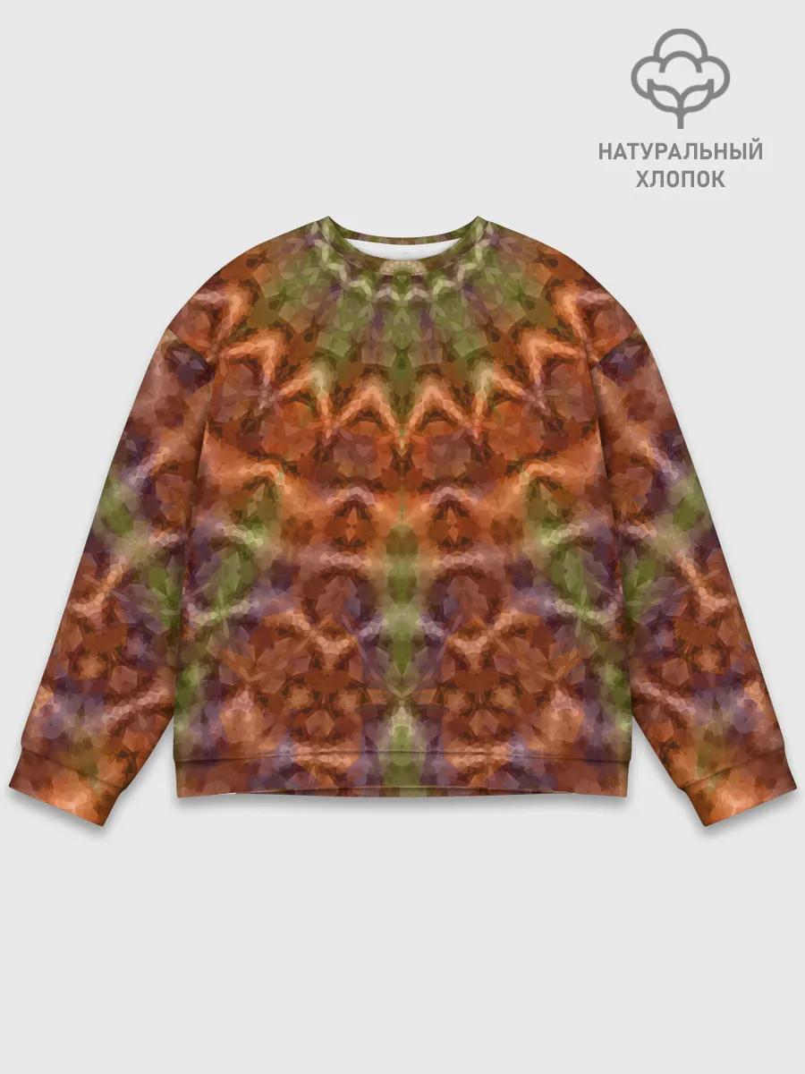 Мужской свитшот базовый / Оранжево-оливковый калейдоскоп