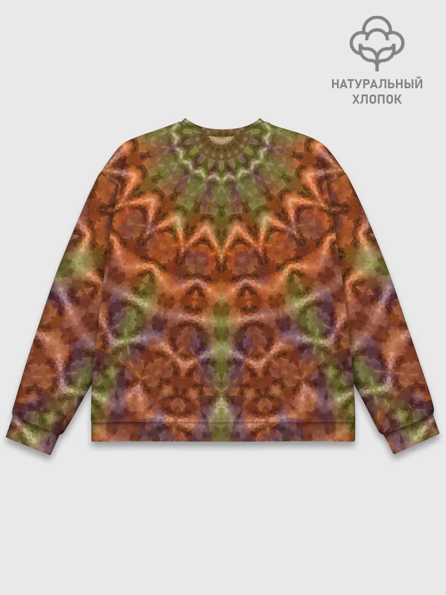 Мужской свитшот базовый / Оранжево-оливковый калейдоскоп