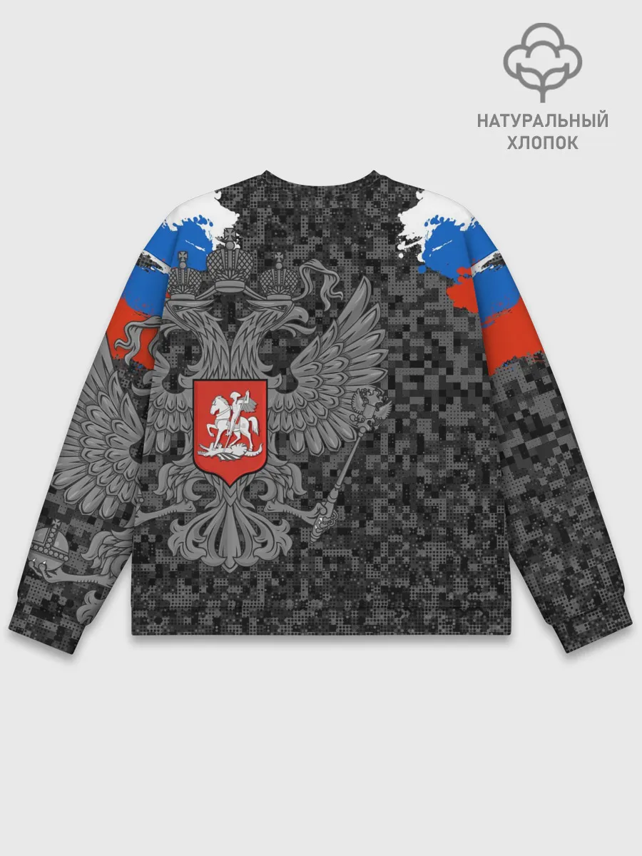 Мужской свитшот базовый / Двуглавый орел. Камуфляж