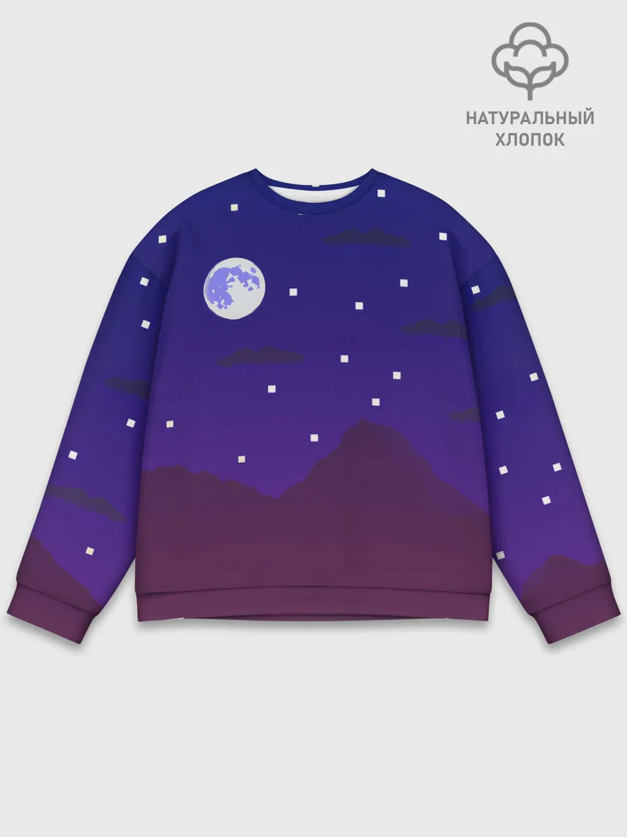 Мужской свитшот базовый / Пиксельная ночь | 8 bit
