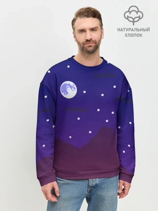 Мужской свитшот базовый / Пиксельная ночь | 8 bit