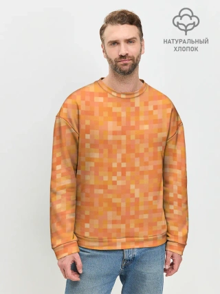 Мужской свитшот базовый / Оранжевая пиксель абстракция