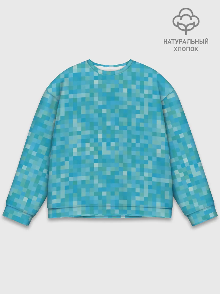 Мужской свитшот базовый / Бирюзовая пиксель абстракция