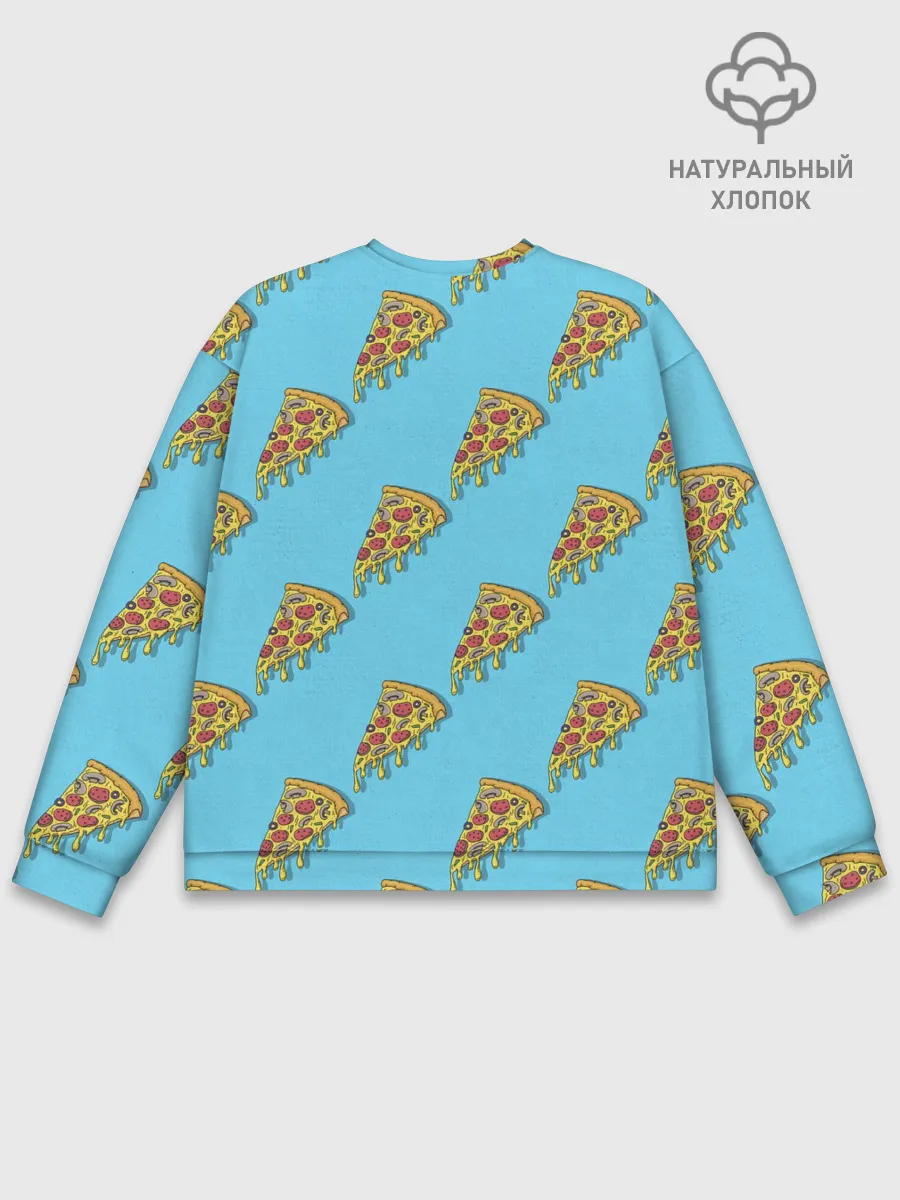 Мужской свитшот базовый / Пицца паттерн на голубом