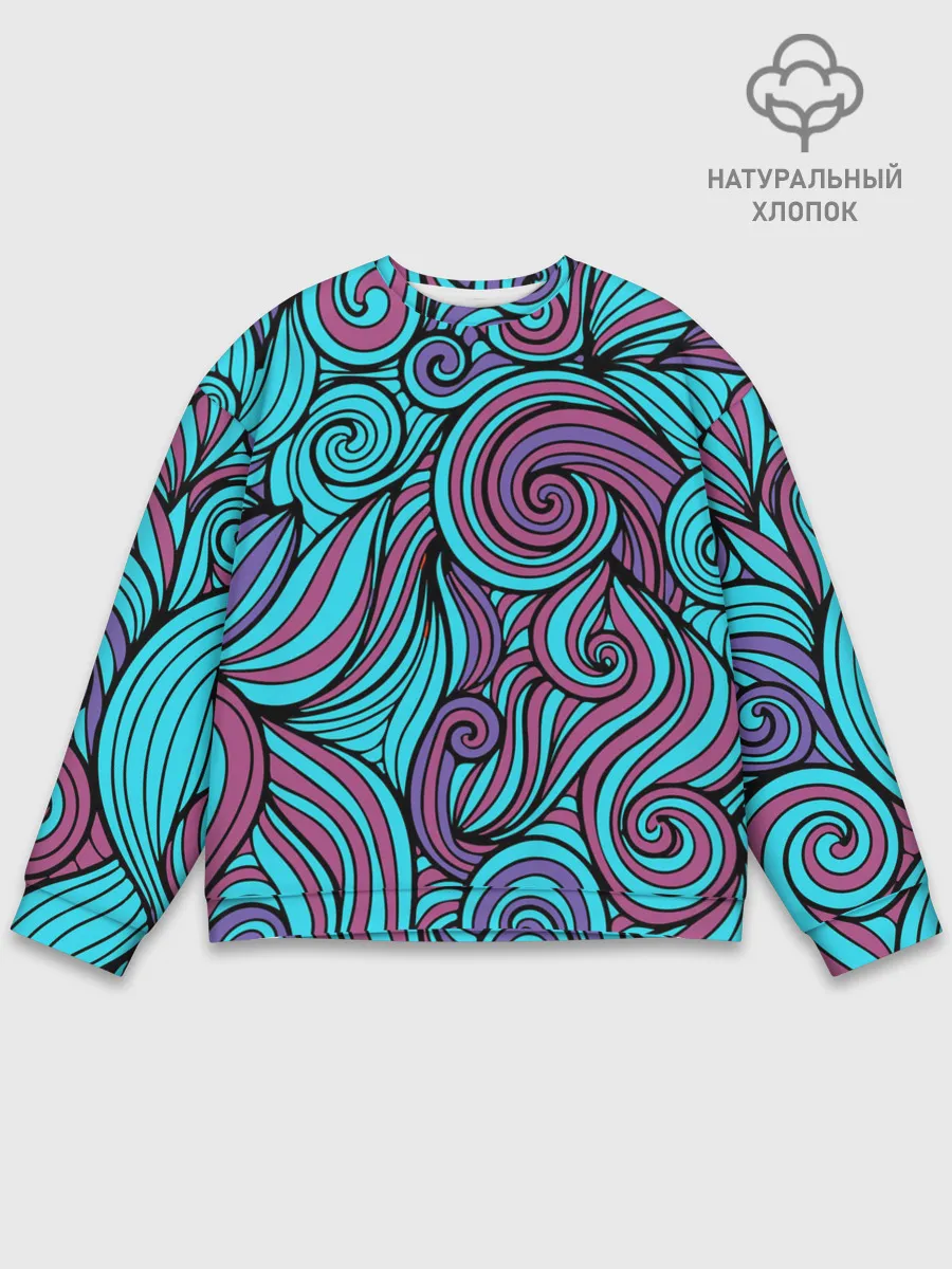 Мужской свитшот базовый / Синие листья