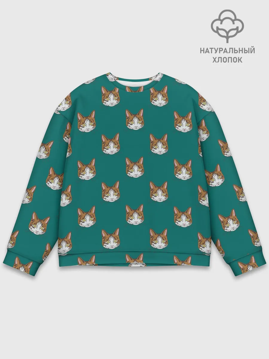 Мужской свитшот базовый / Рыжий кот паттерн