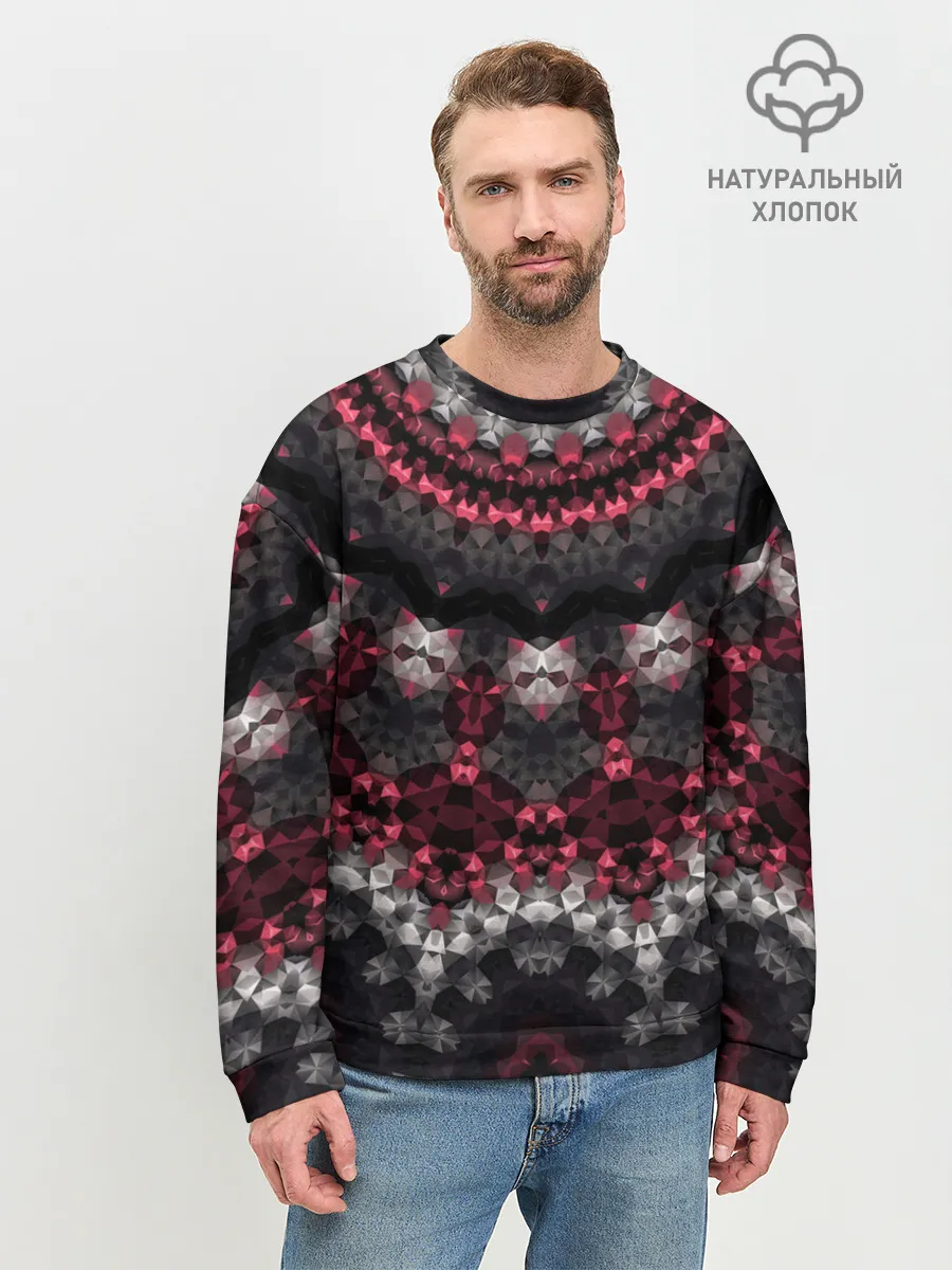 Мужской свитшот базовый / Красно-черный мозаичный узор