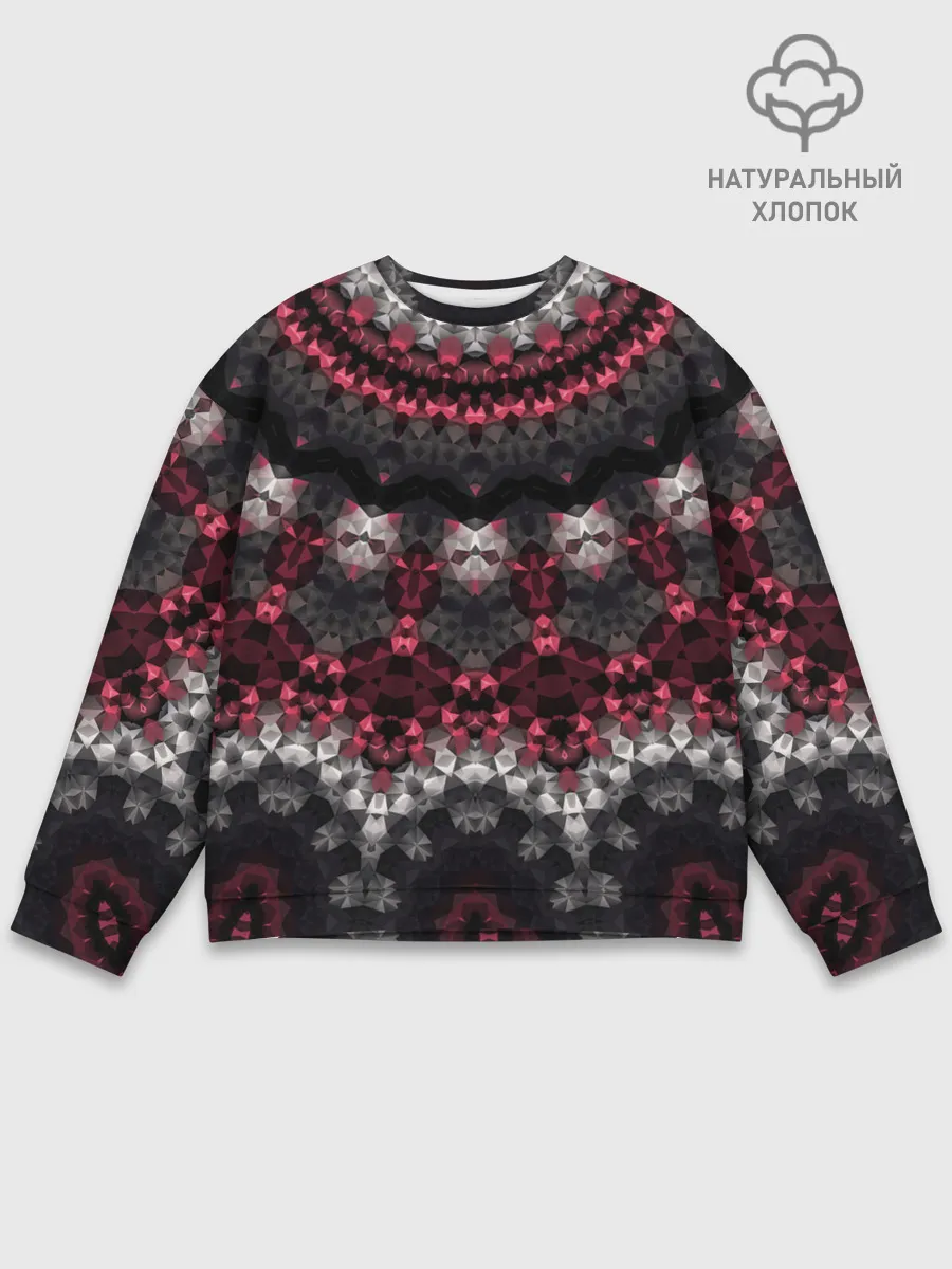 Мужской свитшот базовый / Красно-черный мозаичный узор