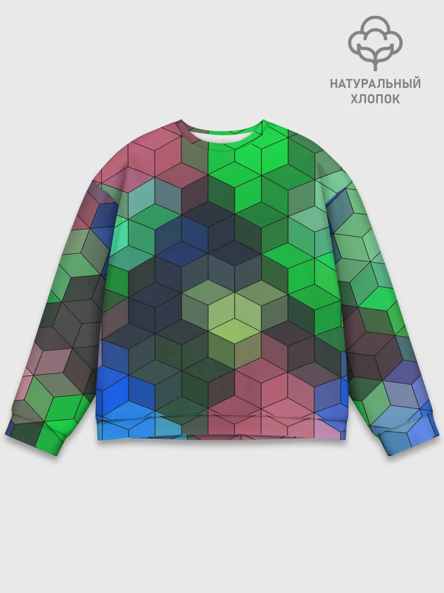 Мужской свитшот базовый / Разноцветный геометрический уз