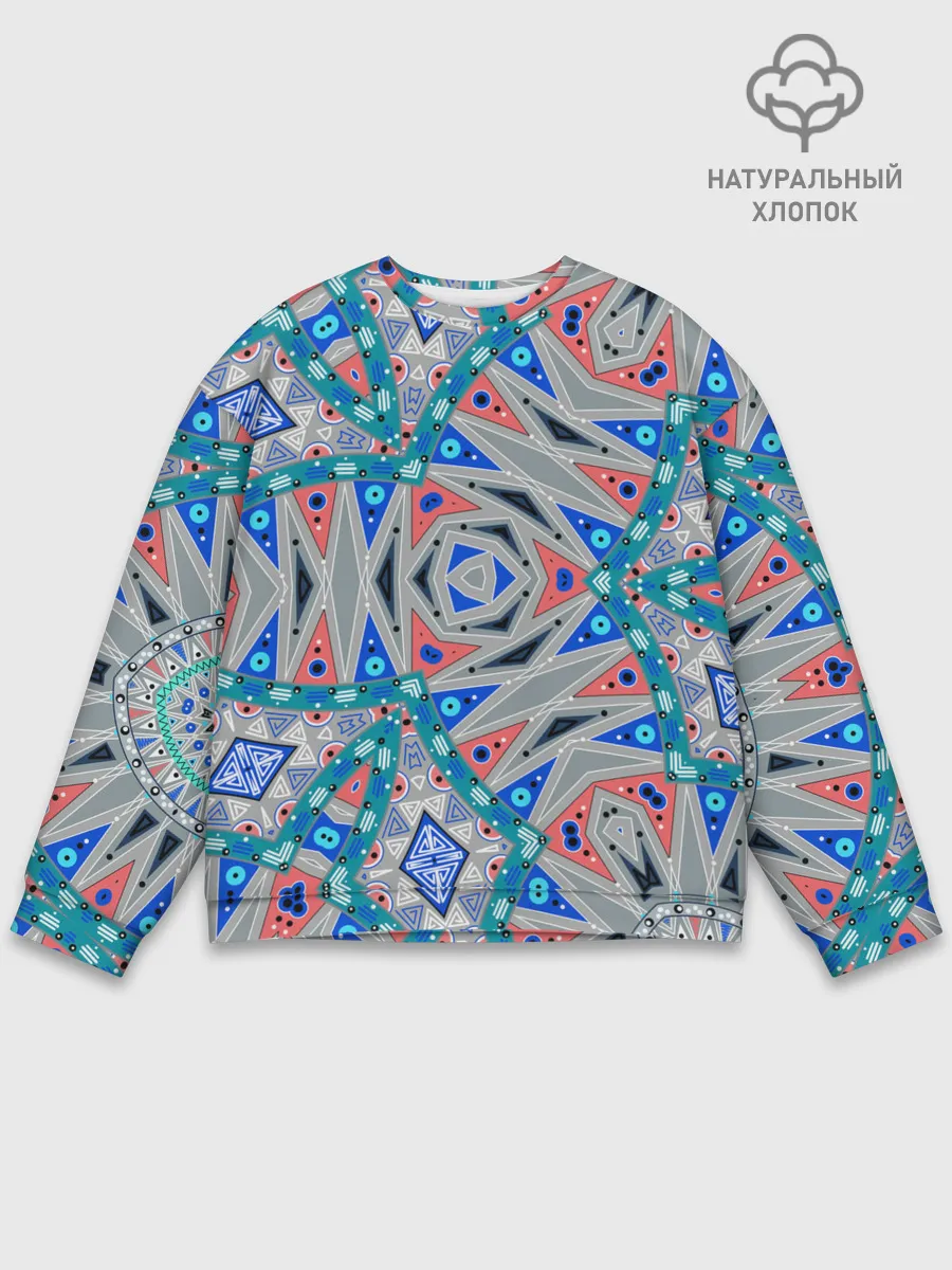 Мужской свитшот базовый / Серо-синий абстрактный узор