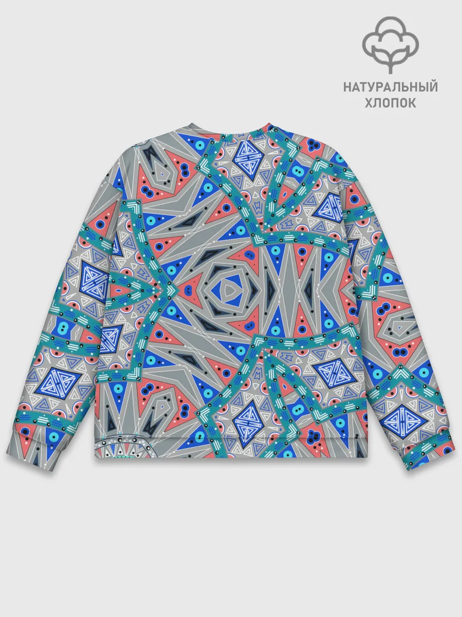 Мужской свитшот базовый / Серо-синий абстрактный узор