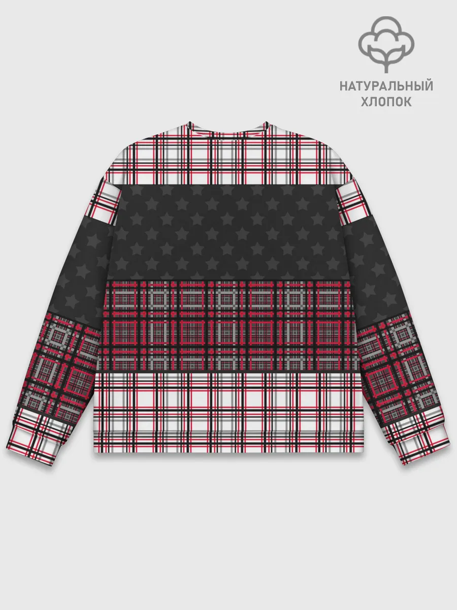 Мужской свитшот базовый / Комбинированный красно-серый