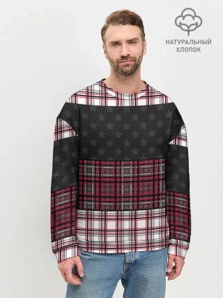 Мужской свитшот базовый / Комбинированный красно-серый