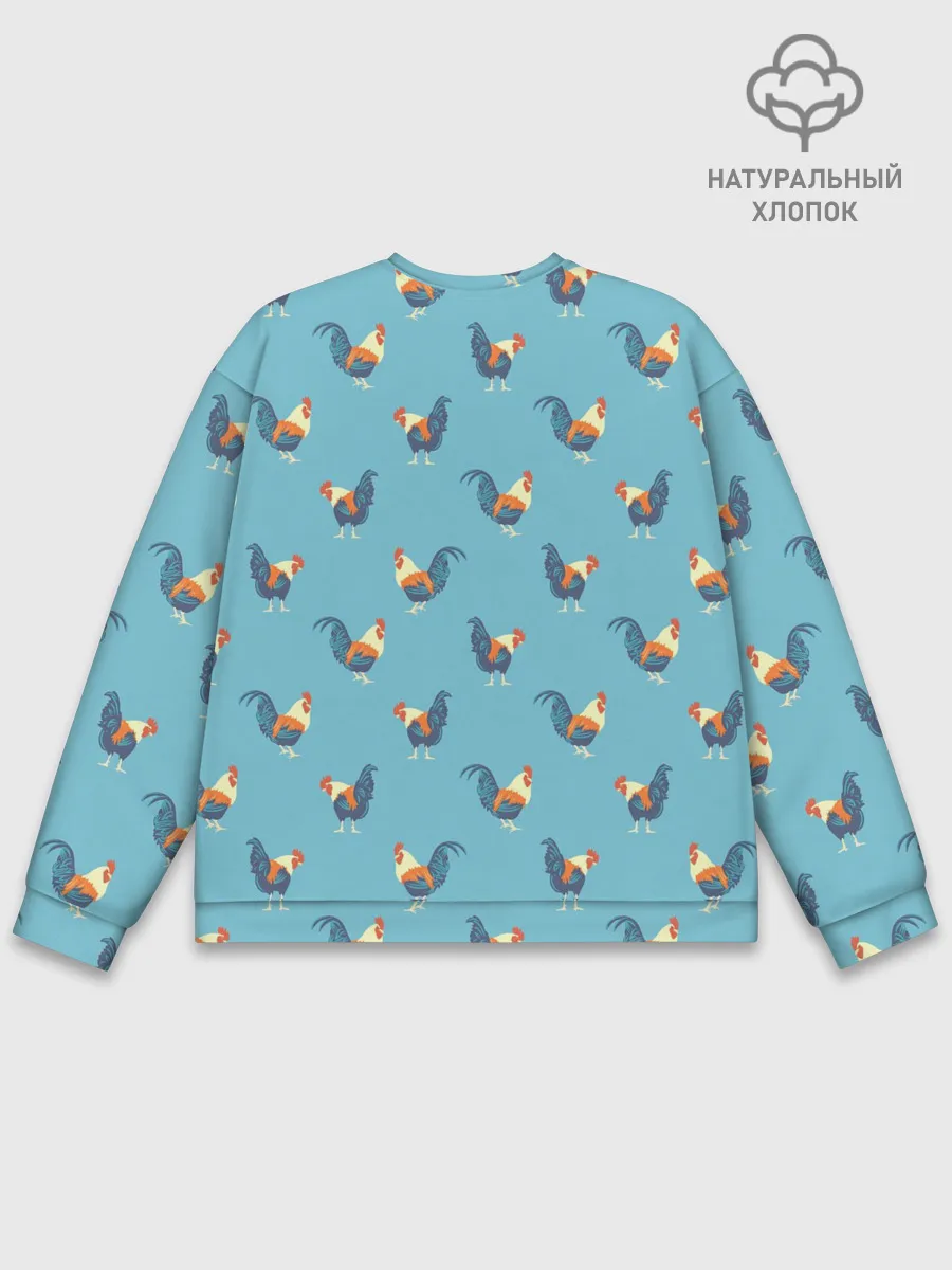 Мужской свитшот базовый / Петушки паттерн