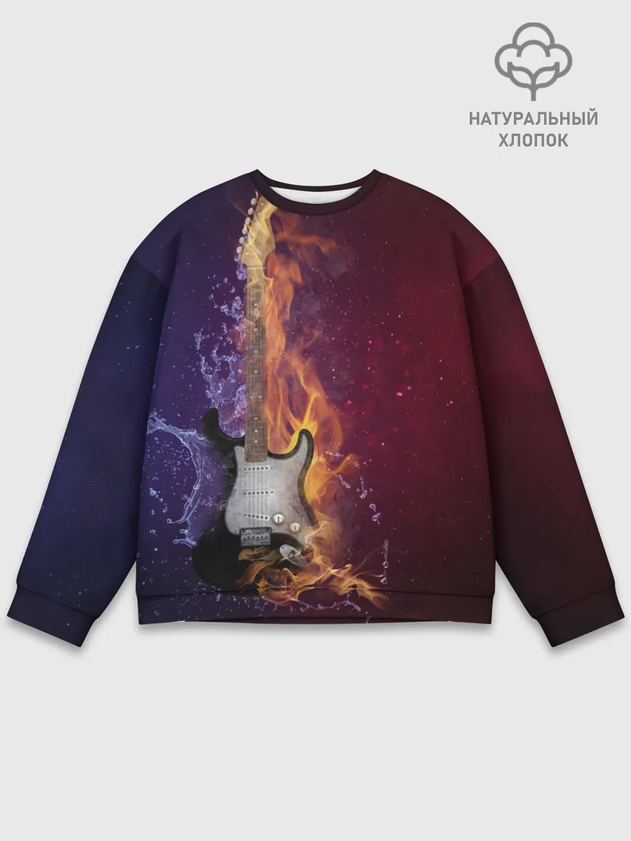 Мужской свитшот базовый / Гитара - Огонь и вода