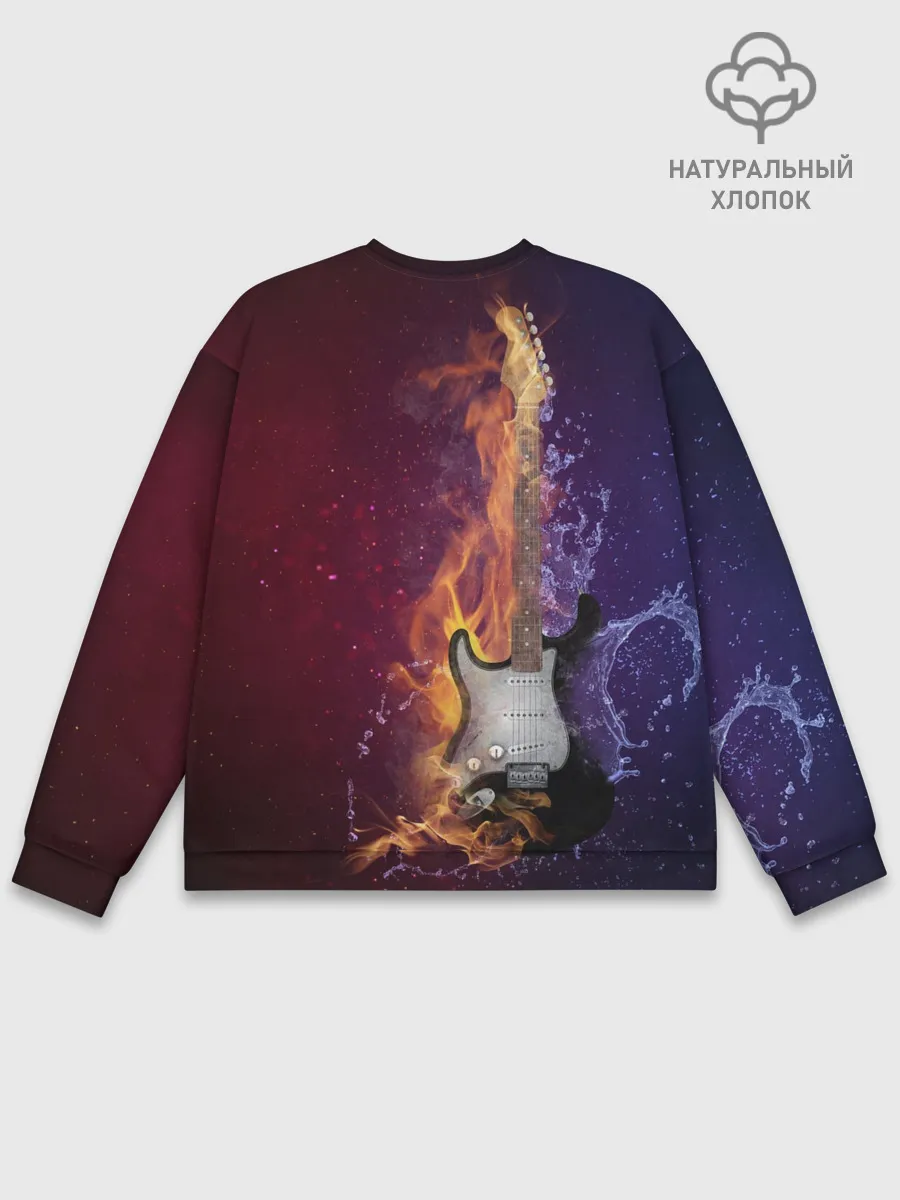Мужской свитшот базовый / Гитара - Огонь и вода