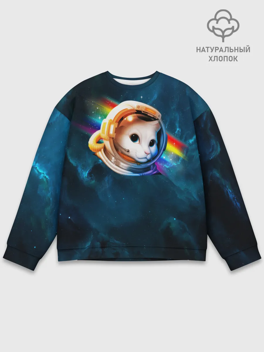 Мужской свитшот базовый / Котик Космонавт