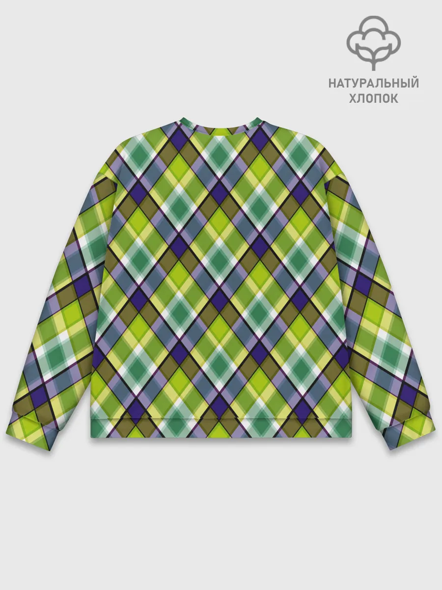 Мужской свитшот базовый / Крупный клетчатый косой узор