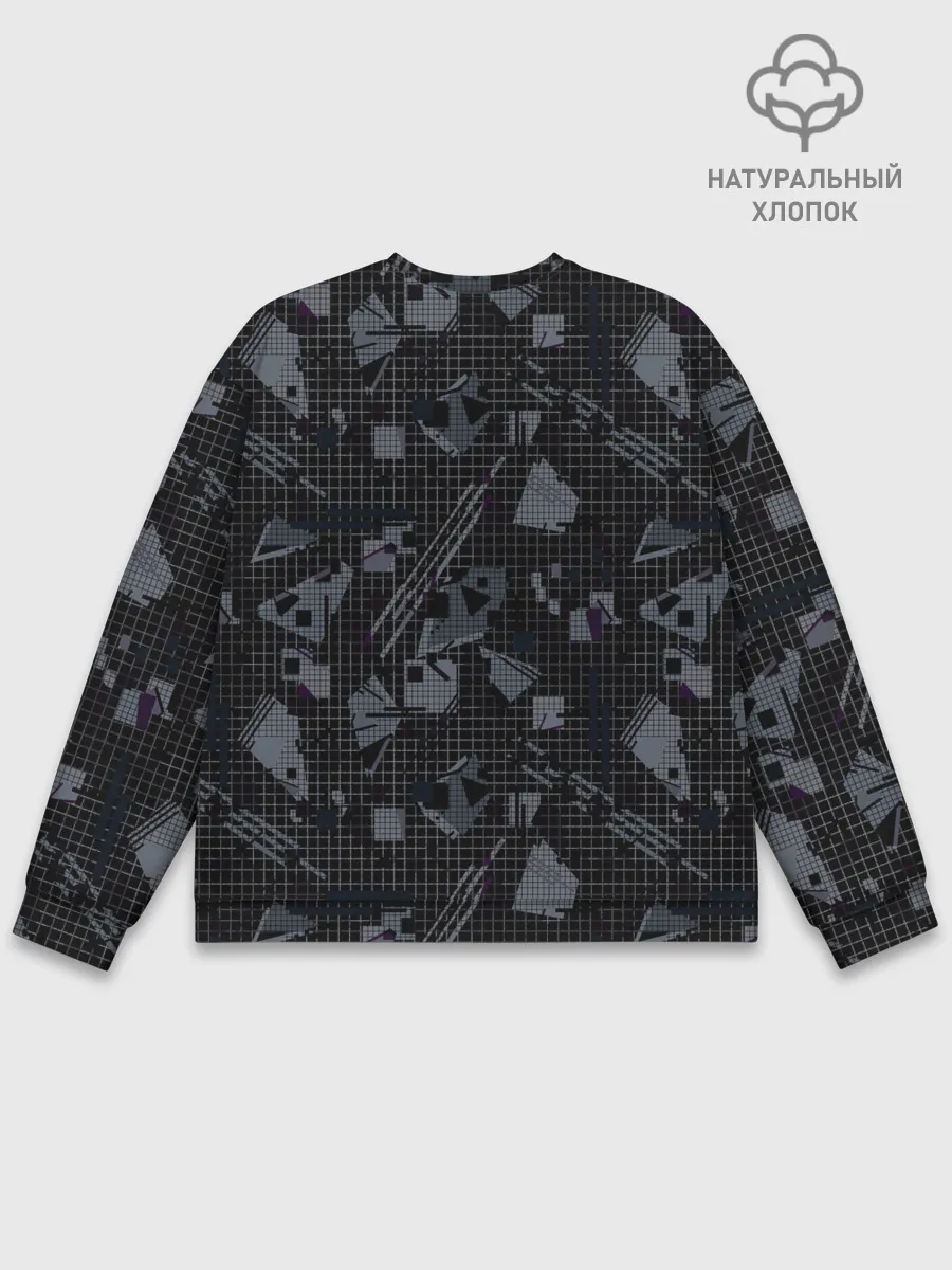 Мужской свитшот базовый / Темный серый узор мемфис