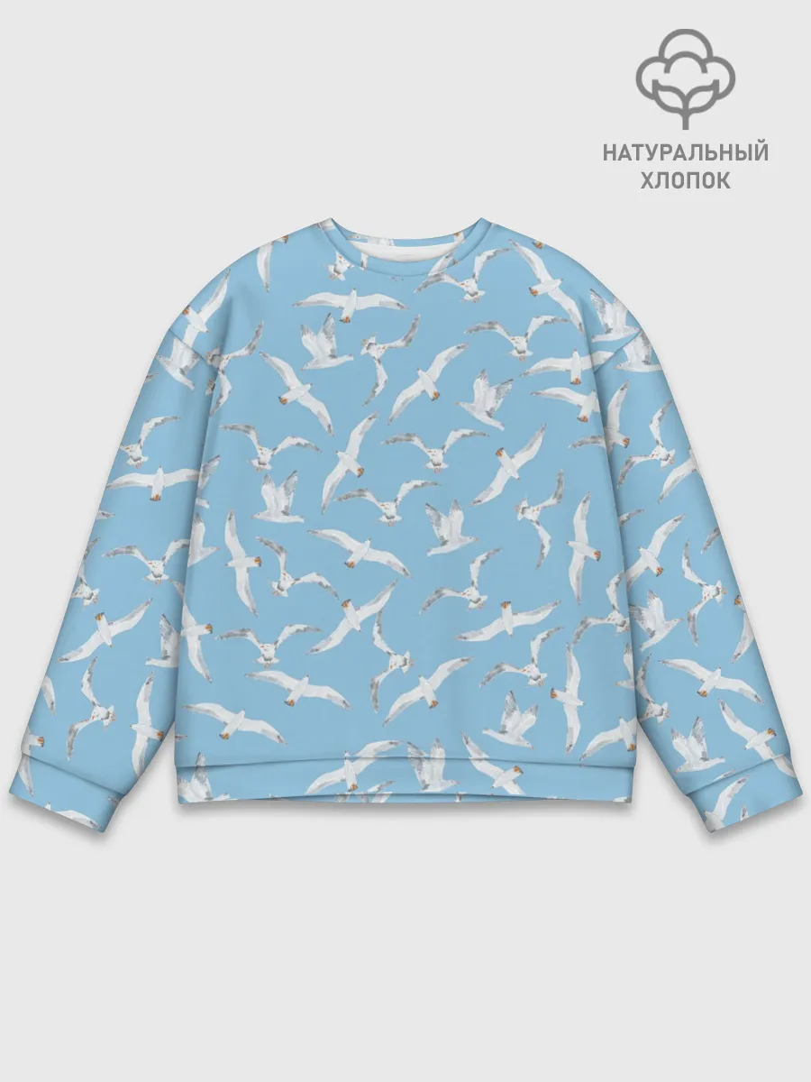Мужской свитшот базовый / Чайки в небе паттерн