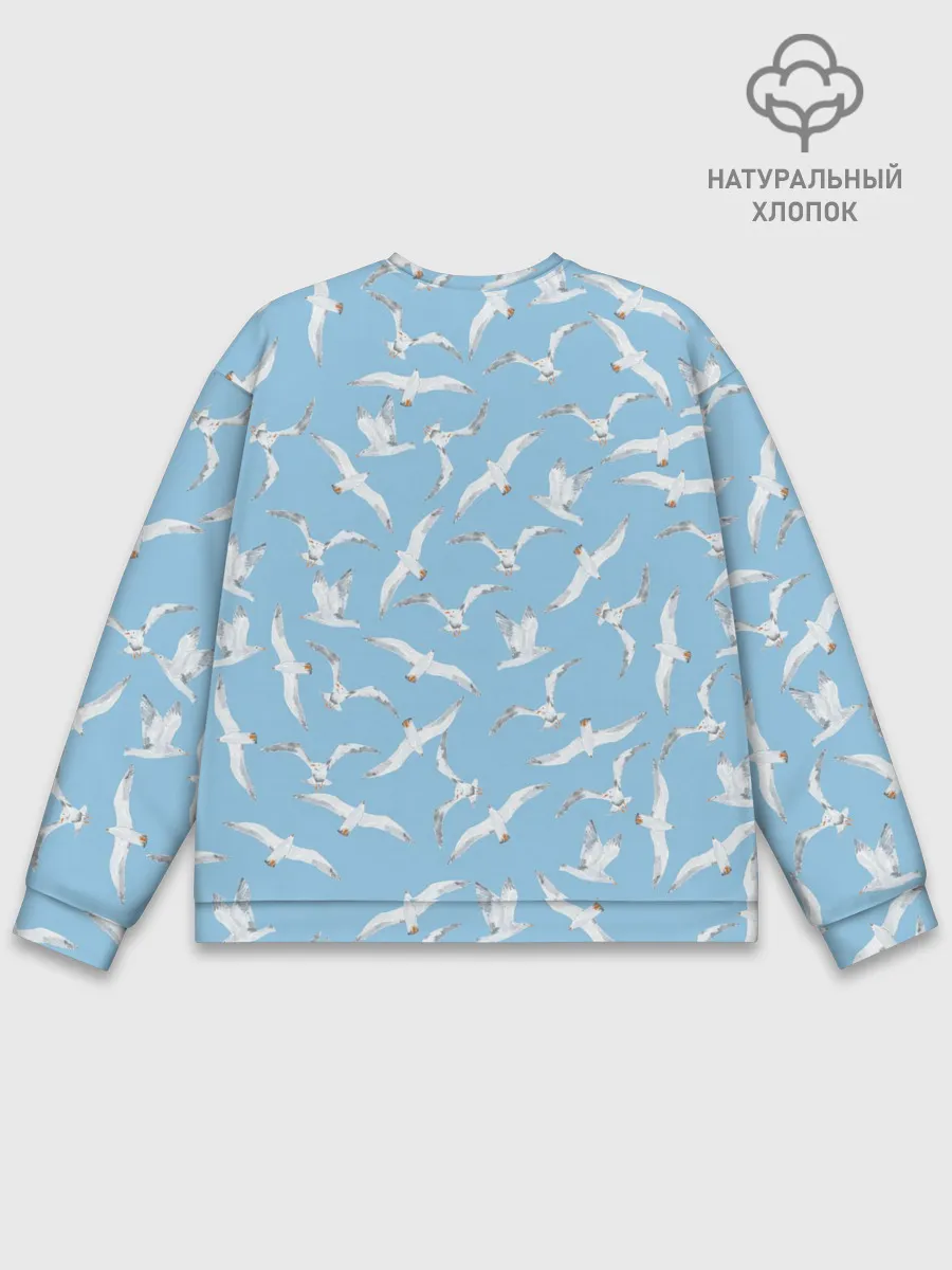Мужской свитшот базовый / Чайки в небе паттерн