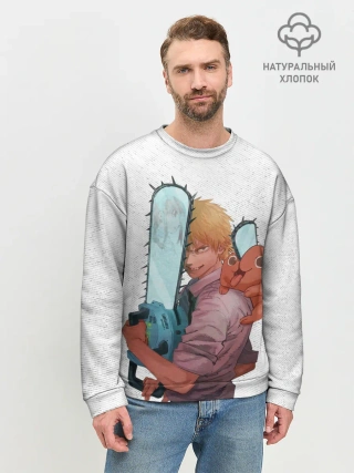 Мужской свитшот базовый / Дэндзи, Почита и бензопила